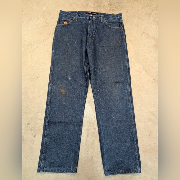 Wrangler FR31MWZ Jeans Mens 38x32 (38x32.5) Arc Rating 23.8 Stained - Picture 1 of 8